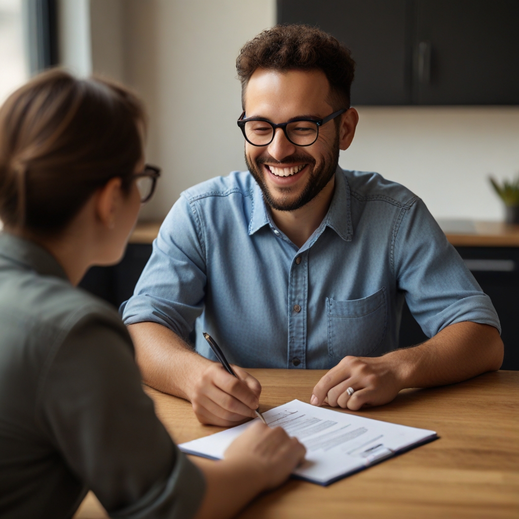 Property manager analyzing tenant credit report using screening software