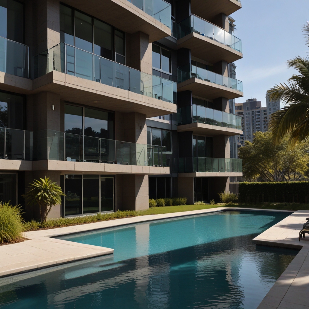 Interactive virtual property tour interface showing rental amenities